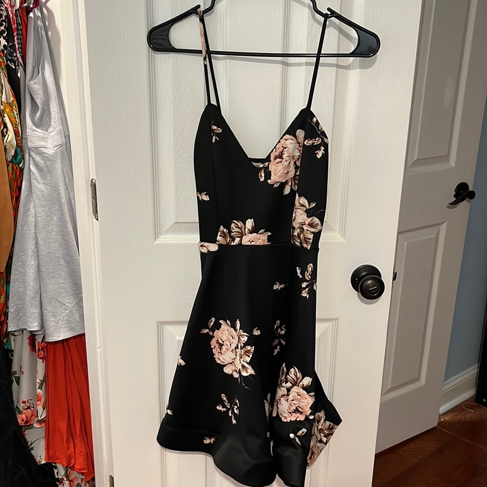 Black Floral Mini Dress